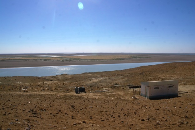 The river Amu Darya, separating Uzbekistan from Turkmenistan. 